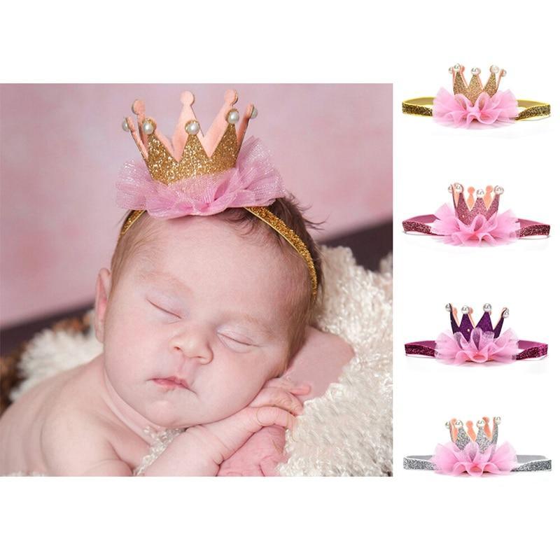 Bandeau Couronne Moderne Luxe Or Princesse Couronne Accessoires Photo Pour Bébé Fille Nouveau-Né Anniversaire