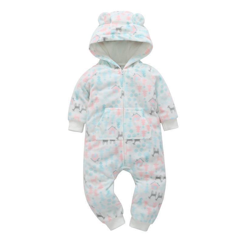 Grenouillère polaire moderne de haute qualité pour nouveau-né, barboteuse de garçon, grenouillère à capuche avec oreilles d'ours pour enfants