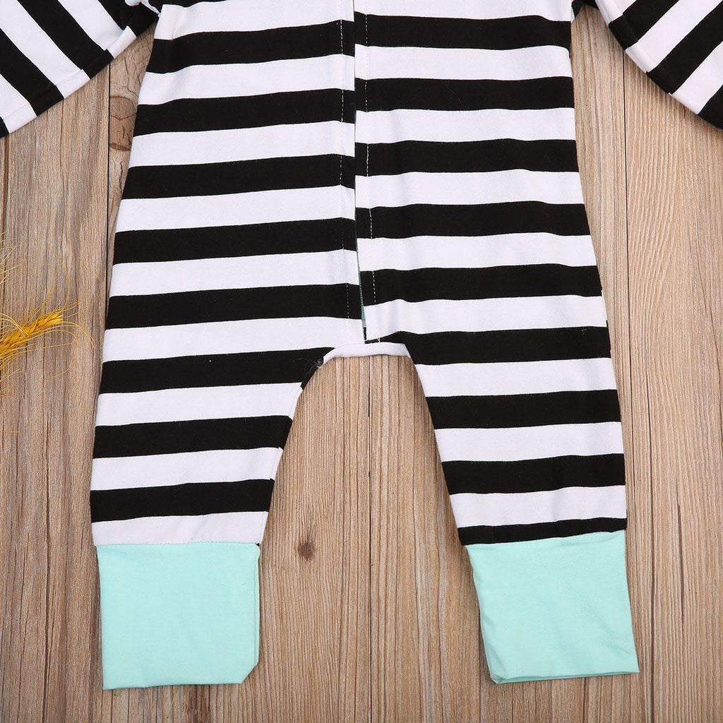 Vêtements Bébé Combinaison à Capuche Rayée Zippée pour Nouveau-Né Fille et Garçon Tenue pour Enfants
