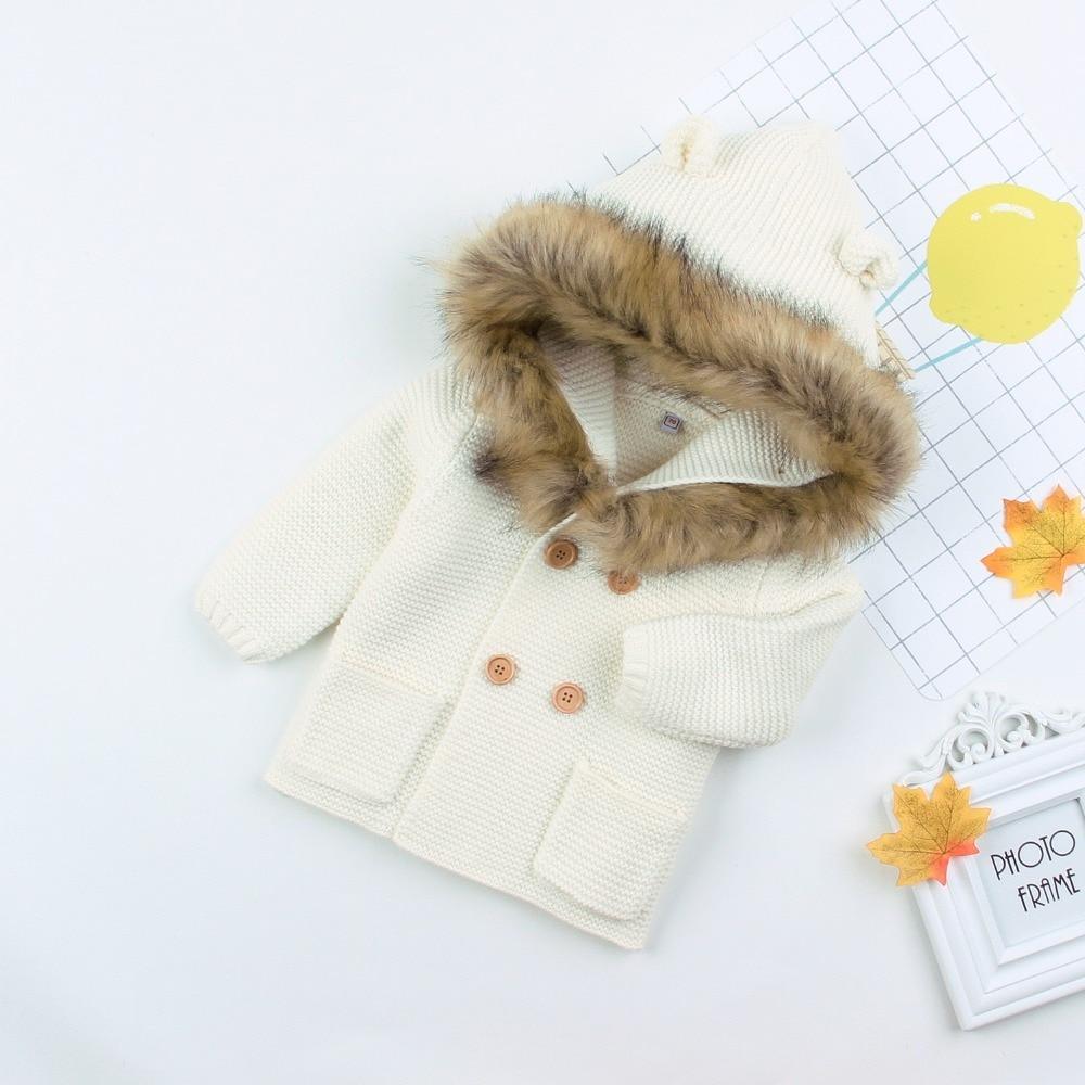 Gilet Moderne Tricoté Chaud d'Hiver à Manches Longues et Capuche pour Nouveau-né, Combinaison Veste et Manteau