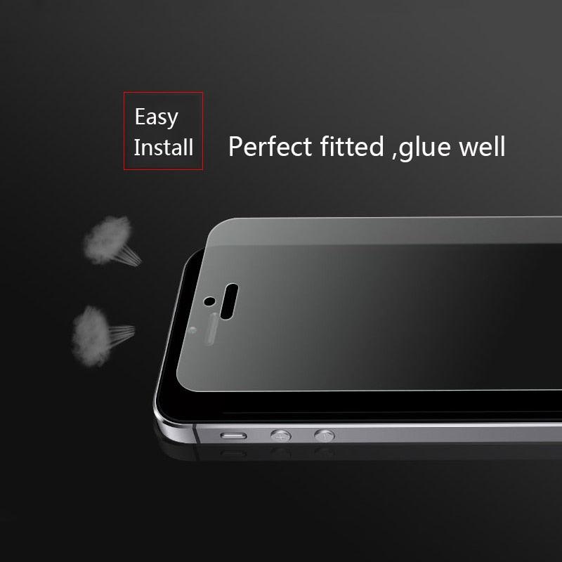 Verre mat dépoli pour iPhone 5 5s 5c SE X XS Max XR, Verre trempé 9H pour iPhone 6 6s 7 8 Plus, Étui de protection en verre, Film en verre trempé compatible avec les étuis, Protecteur d'écran en verre HD clair pour iPhone