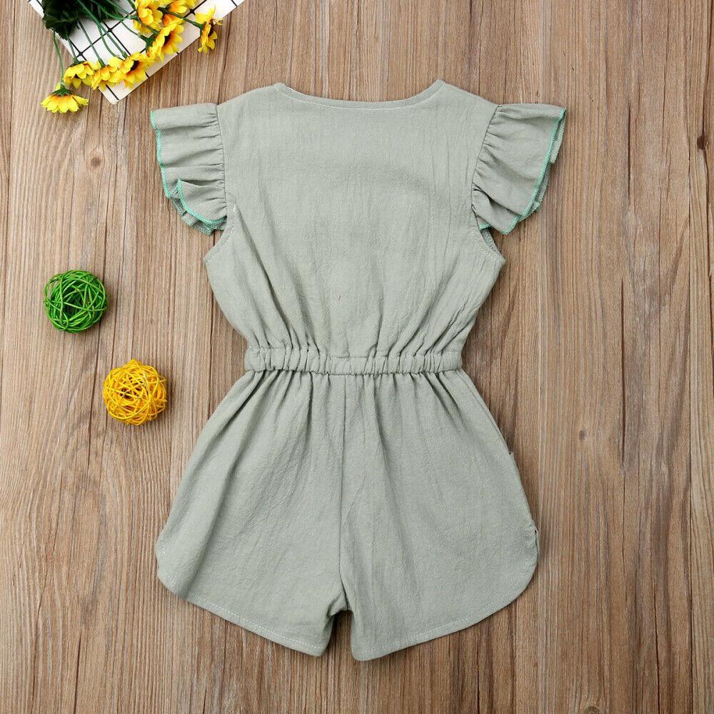 Bébé tout-petits Fille Bouton sans Manches Volants Barboteuse Combinaison Tenues pour Filles