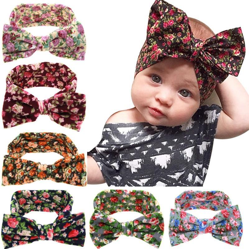 Bandeaux de luxe modernes Turban Bandeau Cheveux Accessoires Oreilles Imprimé Fleurs Couvre-chef Nœud Papillon Neuf Pour Enfants
