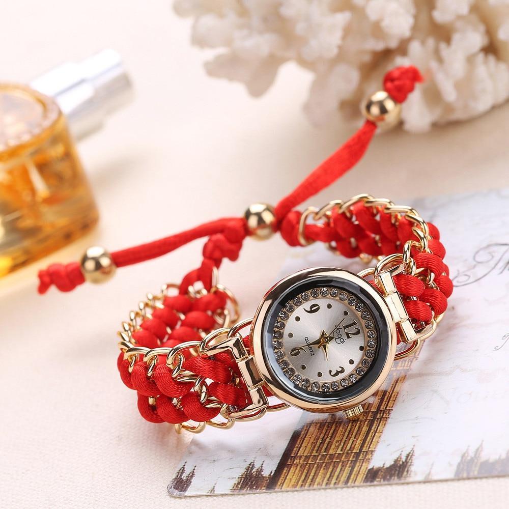 Montres Bracelets Faits à la Main pour Femmes Perles Corde Tricotées Montres-Bracelets Réglables Cadeau Pour Femmes, Dames et Filles