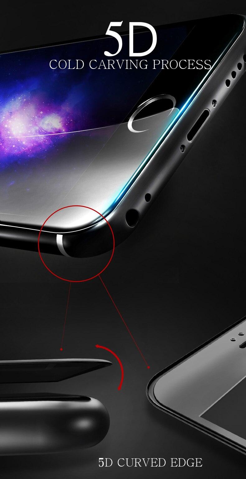 Verre Trempé Incurvé 5D 9H pour iPhone X XR XS 11 12 13 14 Pro Max 6 6S 7 8 Plus SE Mini Film de Protection d'écran Complet Dureté 9H Sans Bulles Installation Facile Film Protecteur d'écran
