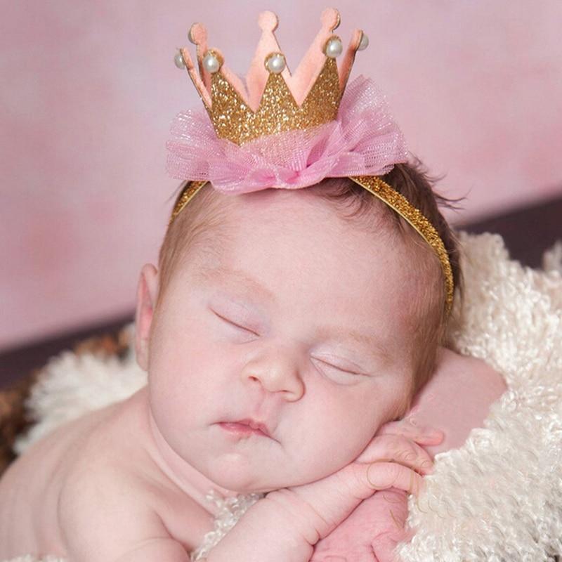 Bandeau Couronne Moderne Luxe Or Princesse Couronne Accessoires Photo Pour Bébé Fille Nouveau-Né Anniversaire