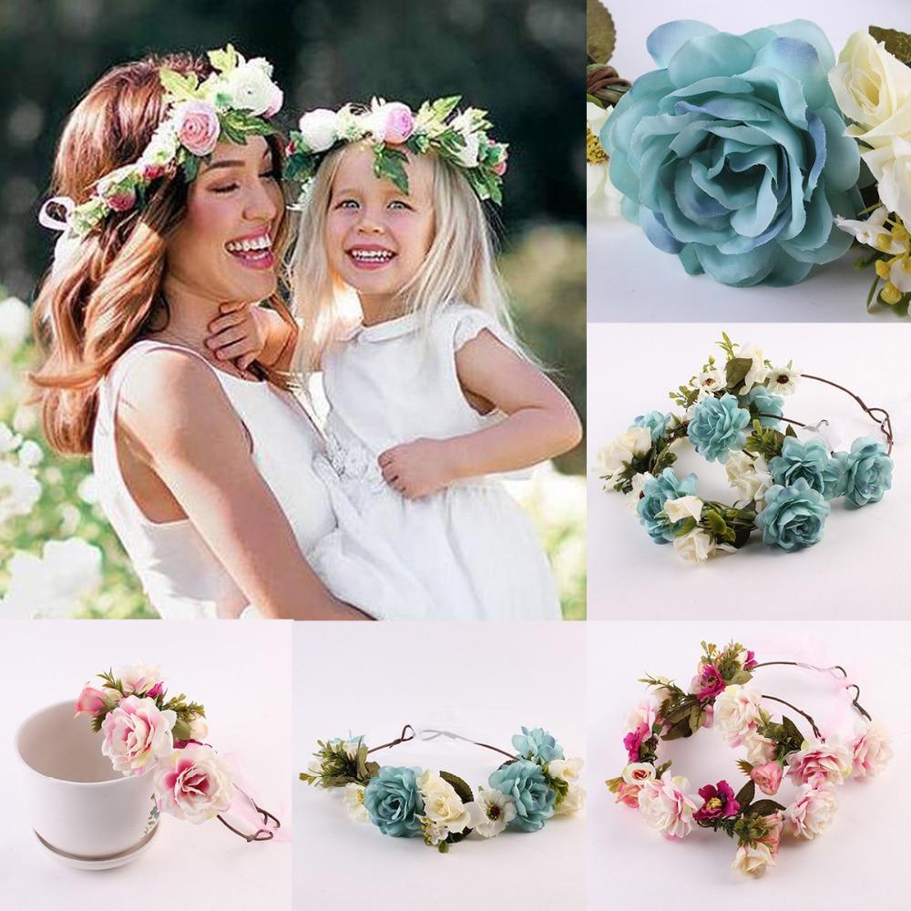 Couronne florale de luxe moderne pour nouveau-né, bandeau assorti mère-enfant, accessoires pour cheveux, bandeau floral mère-fille