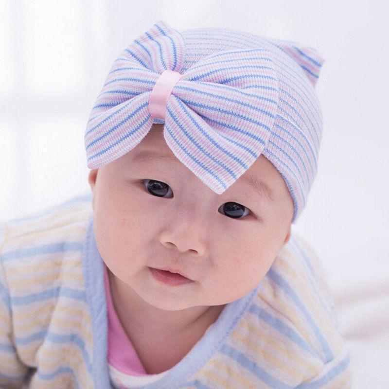 Bandeau rayé pour bébés filles avec nœud – Bonnet doux pour tout-petits