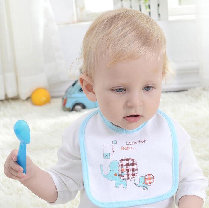 Bavoir bandana double couche imperméable en coton doux pour nouveau-né, motif éléphant, pour l'alimentation des bébés et des enfants