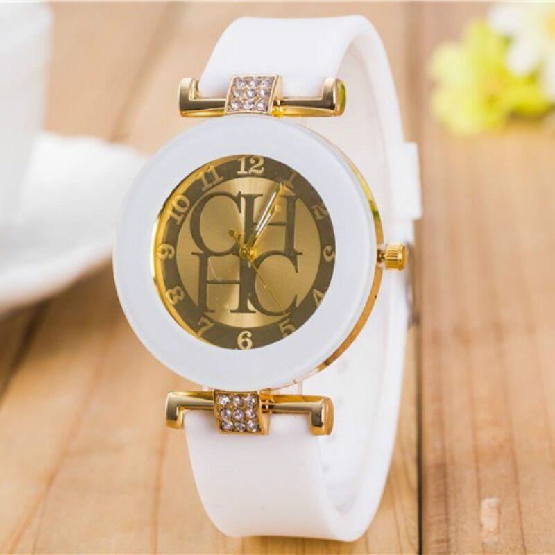 STEVVEX Montre décontractée en cuir simple à quartz pour femmes, montre-bracelet en silicone avec cristaux pour femmes et filles, couleur café