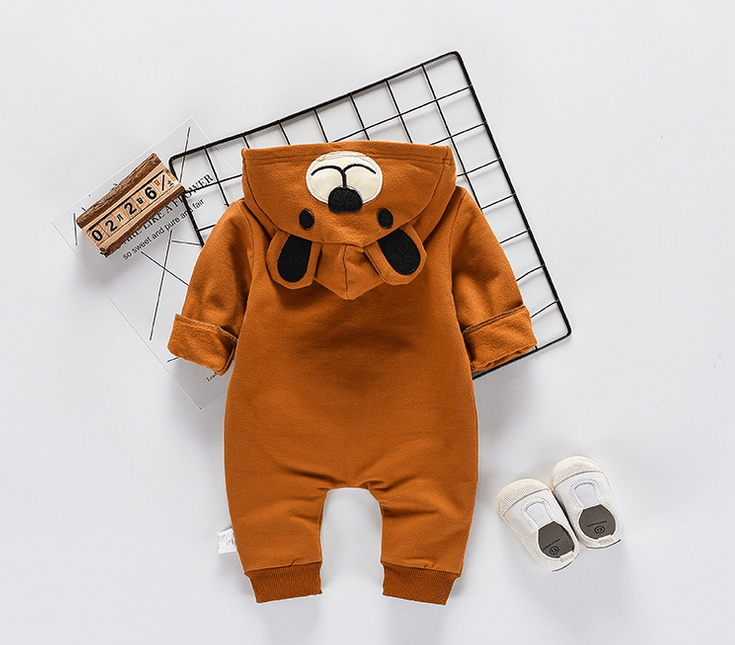 Mignon Ours Nouveau-né Bébé Garçon Fille Enfant Grenouillère à Capuche Oreilles Fermeture Éclair Cartoon Patchwork Combinaison pour Bébés Filles et Garçons