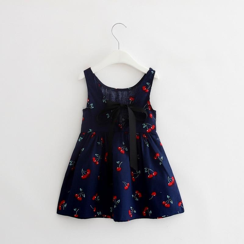 Robe d'été moderne de luxe pour fille, robe cerises pour enfants, robe à dos en V, robe débardeur en coton pour bébé, robe licou pour filles