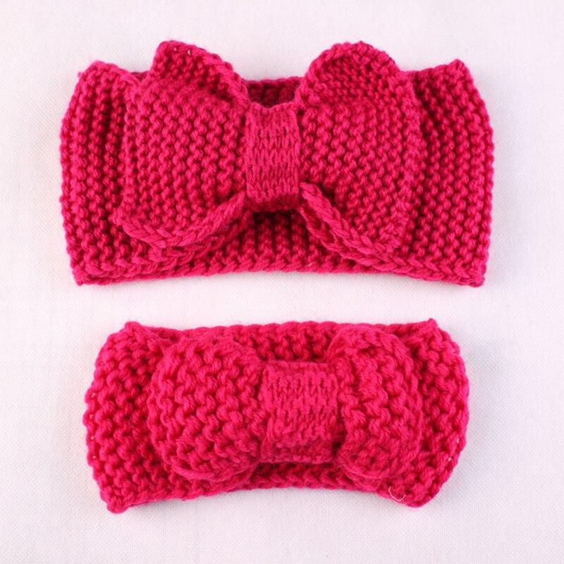 Bandeau élastique fait main pour mère et fille, bandeau tricoté uni avec nœud, accessoires de cheveux pour maman et bébé