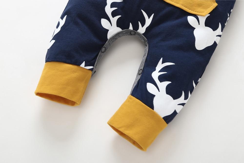 Grenouillères Bébé Garçon Manches Longues Tête de Cerf Combinaisons Nouveau-né Tenues Pour Filles et Garçons Pyjamas