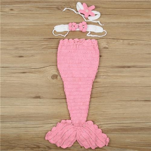 Bébé Chapeau Sirène Nouveau-né Accessoires Photographie Filles Bonnet Tricoté Crocheté Fait Main Design Princesse Moderne