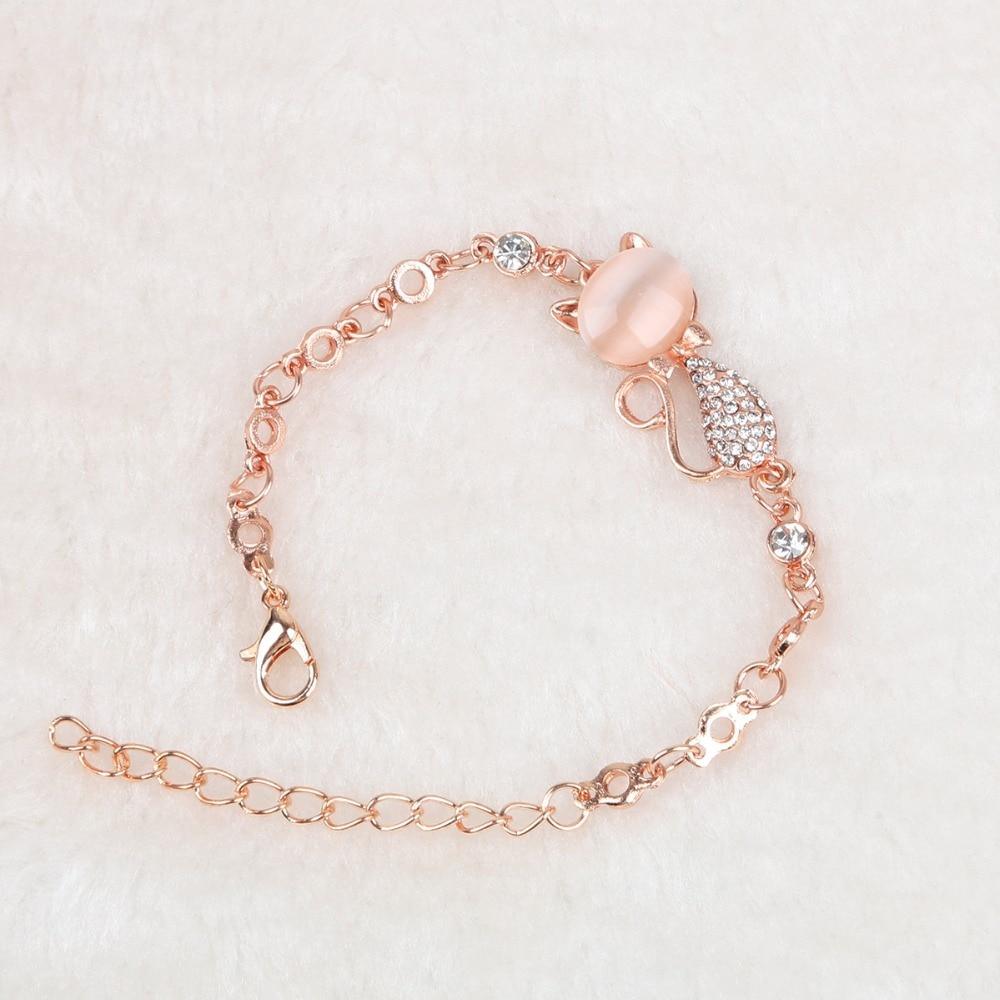 Nouveau bracelet en alliage or rose élégant pour femme, enfant, fille, bijou cadeau, breloques, cristal, opale, strass, chaîne de bracelet
