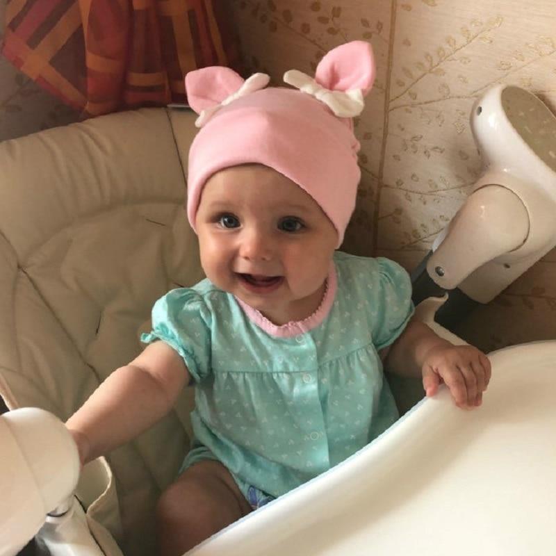 Bonnet Bébé Fille Chapeau Oreilles de Lapin pour Filles Coton Nœud Papillon Chapeau Enfant Casquette Bambin Chapeaux de Bande Dessinée
