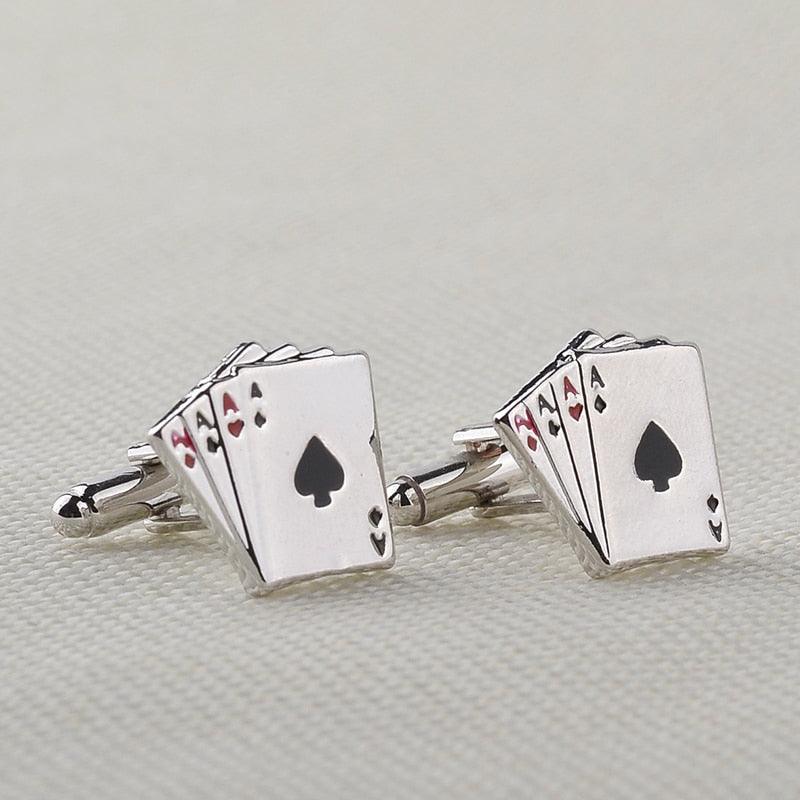 Pince à Cravate Cartes à Jouer Rétro Vintage Élégante Pince à Cravate Homme Clips Uniques Boutons de Manchette de Mariage pour Anniversaire Réunion d'Affaires et Vie Quotidienne