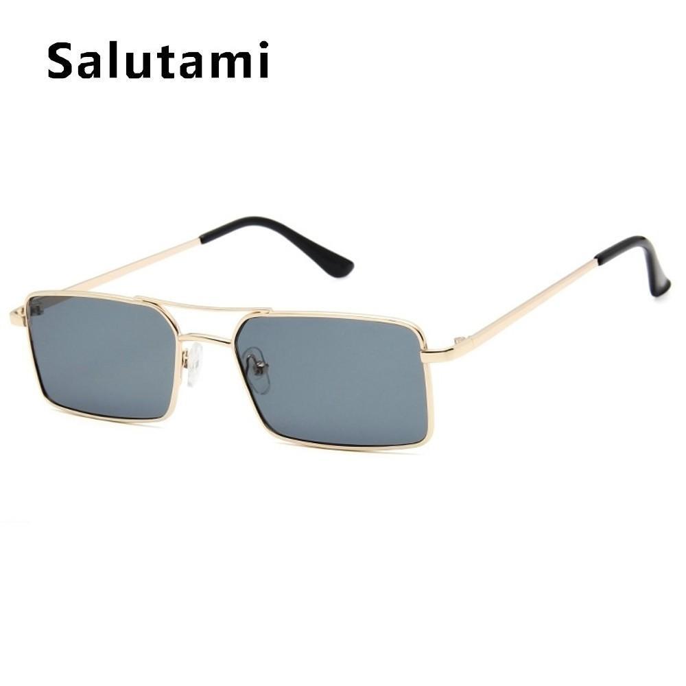 Lunettes de soleil de luxe célèbres Rétro Modernes Carrées Unisexe Homme et Femme avec petite monture en alliage métallique et double pont transparent pour homme