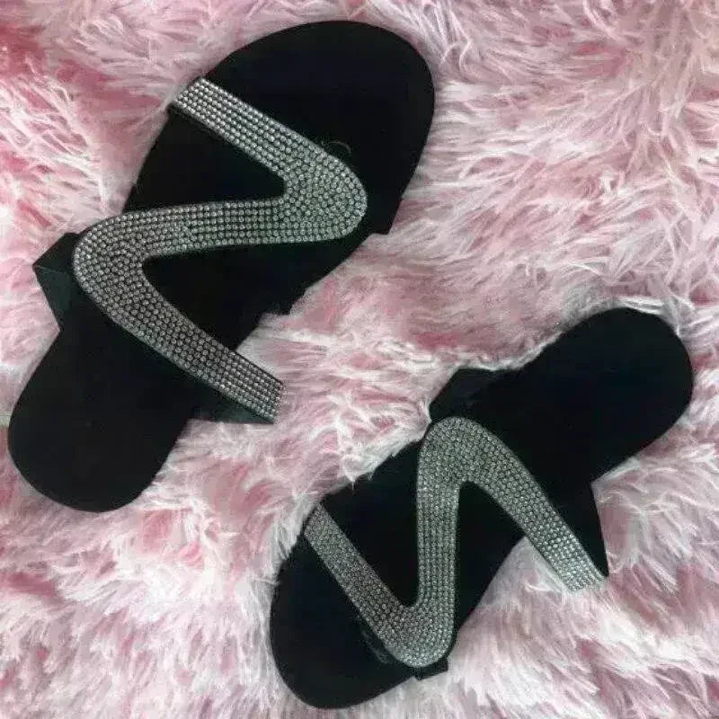 2021 Bling Bling Claquettes Femme Pantoufles pour Plage d'Été