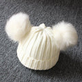 Bonnet tricoté chaud d'hiver pour bébés filles avec pompons en fourrure, uni, chaud, mignon, adorable, pour filles bébés, au design de luxe moderne