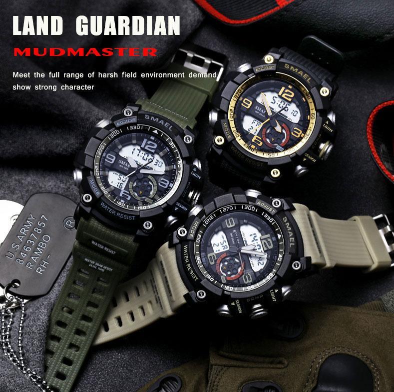 Nouvelle Montre Sport Analogique-Numérique Pour Hommes et Femmes Étanche 50M Professionnelle Quartz Grand Cadran Montre-Bracelet Militaire Avec Mode Nuit