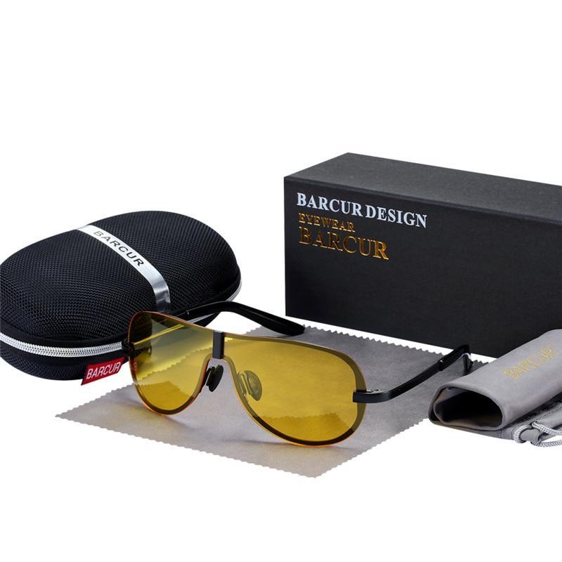 Lunettes de vision nocturne de luxe, lunettes de soleil de conduite polarisées, accessoires de lunettes de vision nocturne noires (nuit noire) pour femmes et hommes avec protection UV400