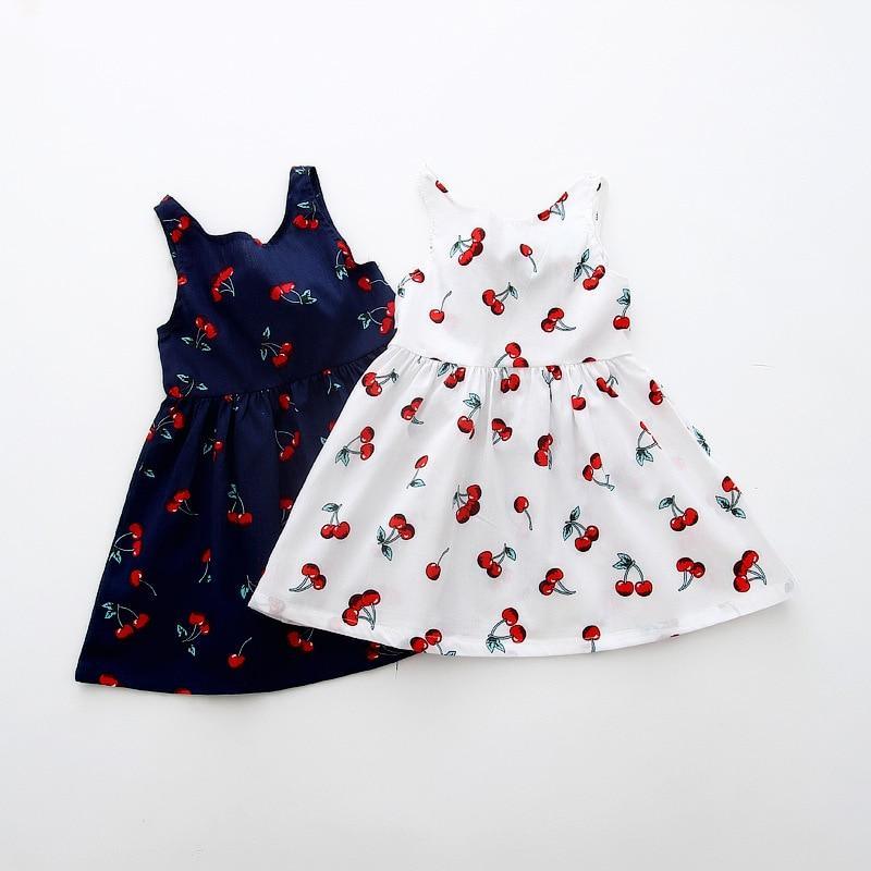 Robe d'été moderne de luxe pour fille, robe cerises pour enfants, robe à dos en V, robe débardeur en coton pour bébé, robe licou pour filles