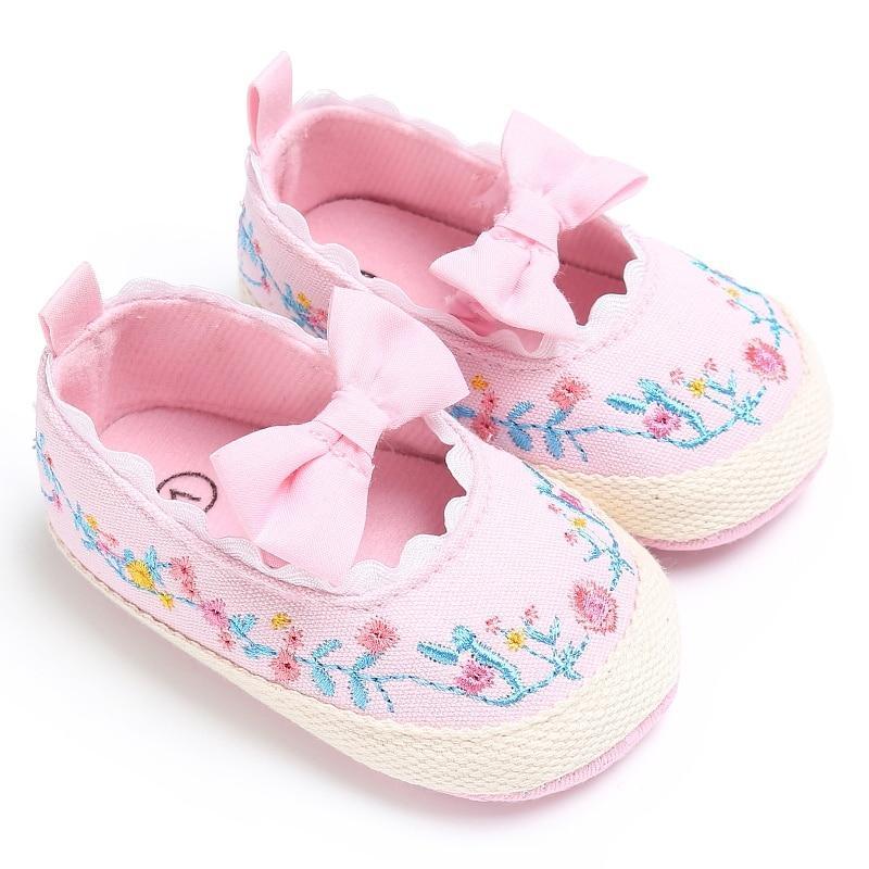 Chaussures Premiers Pas Bébé Fille, Semelle Souple Antidérapante, Nœud Blanc, Chaussures Élégantes et Luxueuses Pour Bébé Fille, Cadeau Parfait