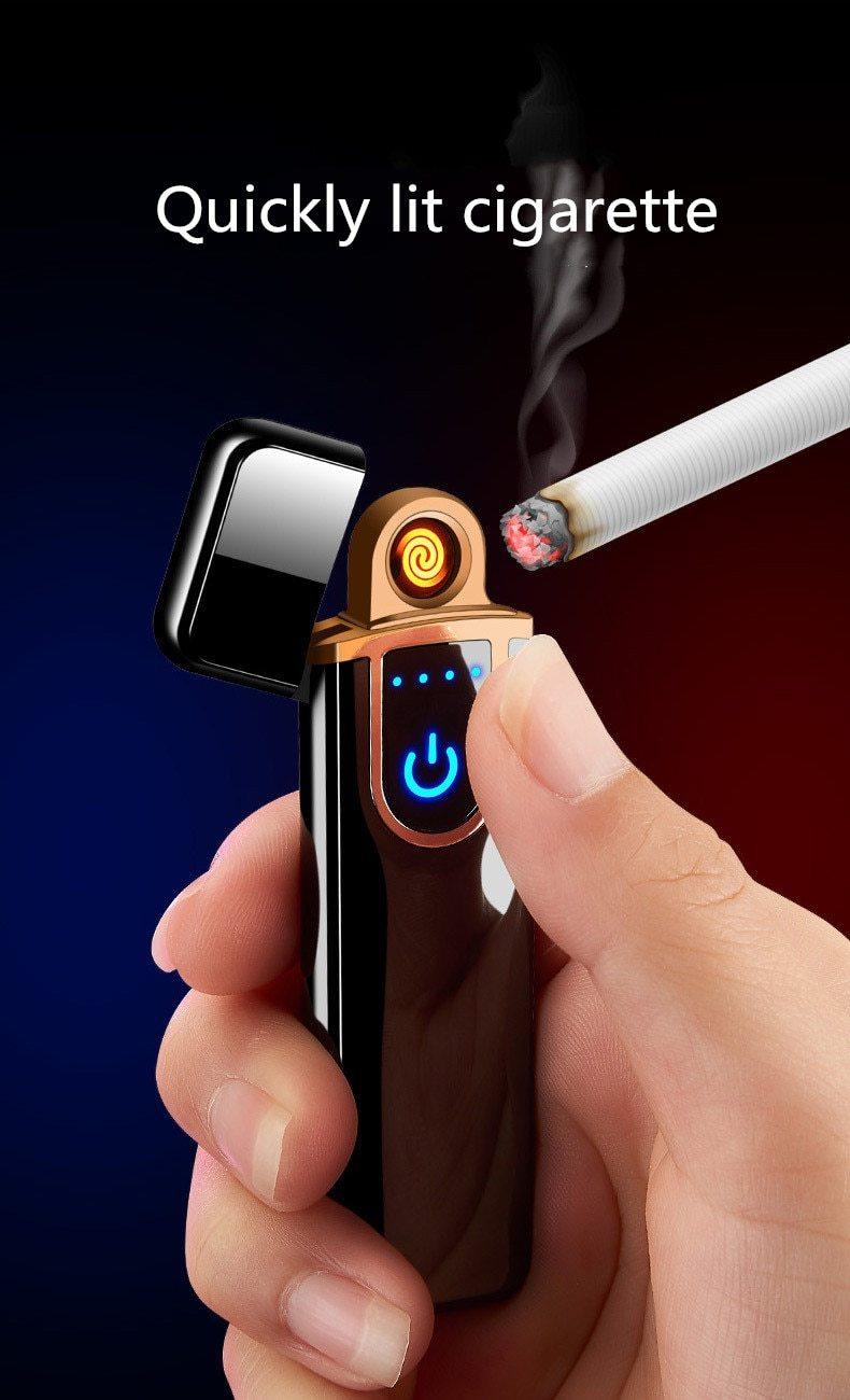 Briquet Électronique USB Moderne de Luxe, Coupe-Vent, Mince, Coloré, avec Capteur Tactile et Gravure Dragon, Idéal pour un Cadeau