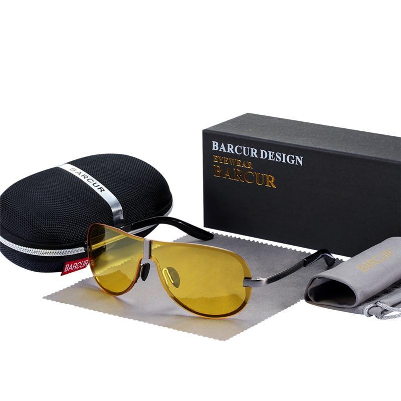 Lunettes de vision nocturne de luxe, lunettes de soleil de conduite polarisées, accessoires de lunettes de vision nocturne noires (nuit noire) pour femmes et hommes avec protection UV400