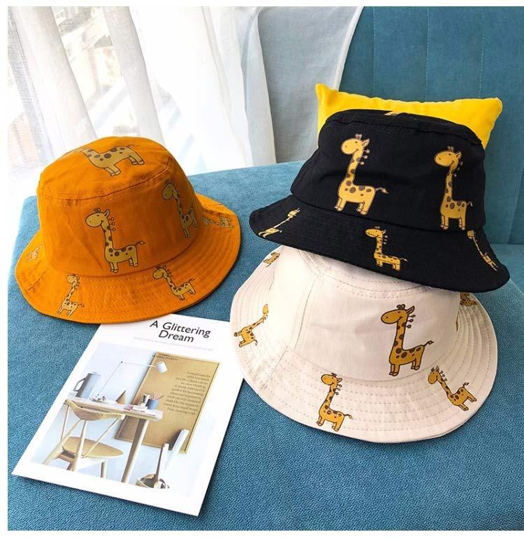 Chapeaux bob pour enfants modernes, chapeau de soleil girafe de dessin animé pour filles et garçons, chapeau de plage d'extérieur, casquette de camping et de pêche pour filles et garçons