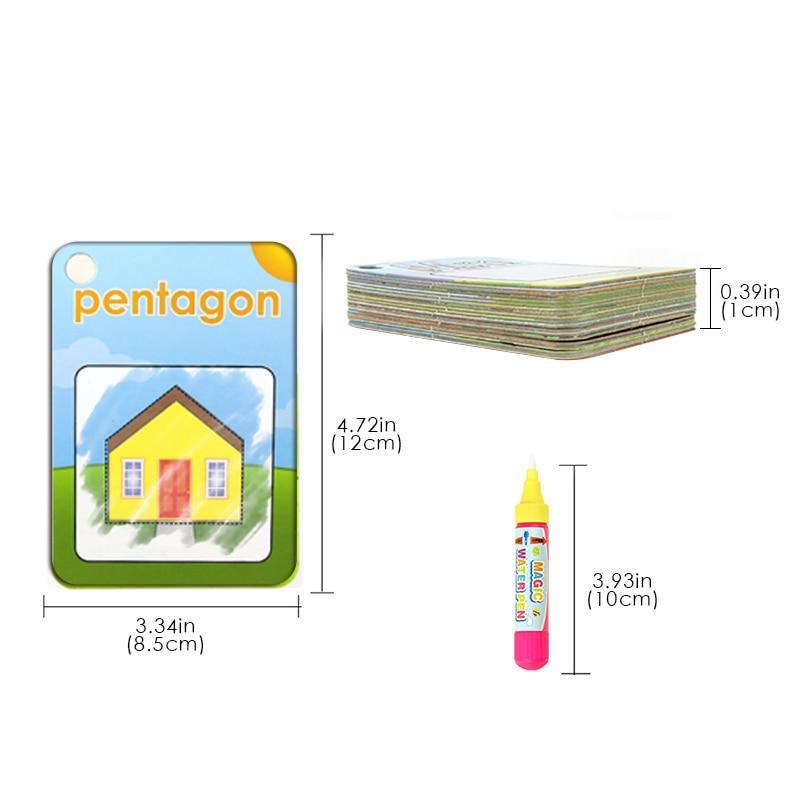 Nouvelle Carte Magique de Gribouillage à l'Eau pour Enfants Apprendre les Nombres/Couleurs/Formes en Anglais 8/10 Pcs avec 1 Stylo à Eau Jouet de Coloriage