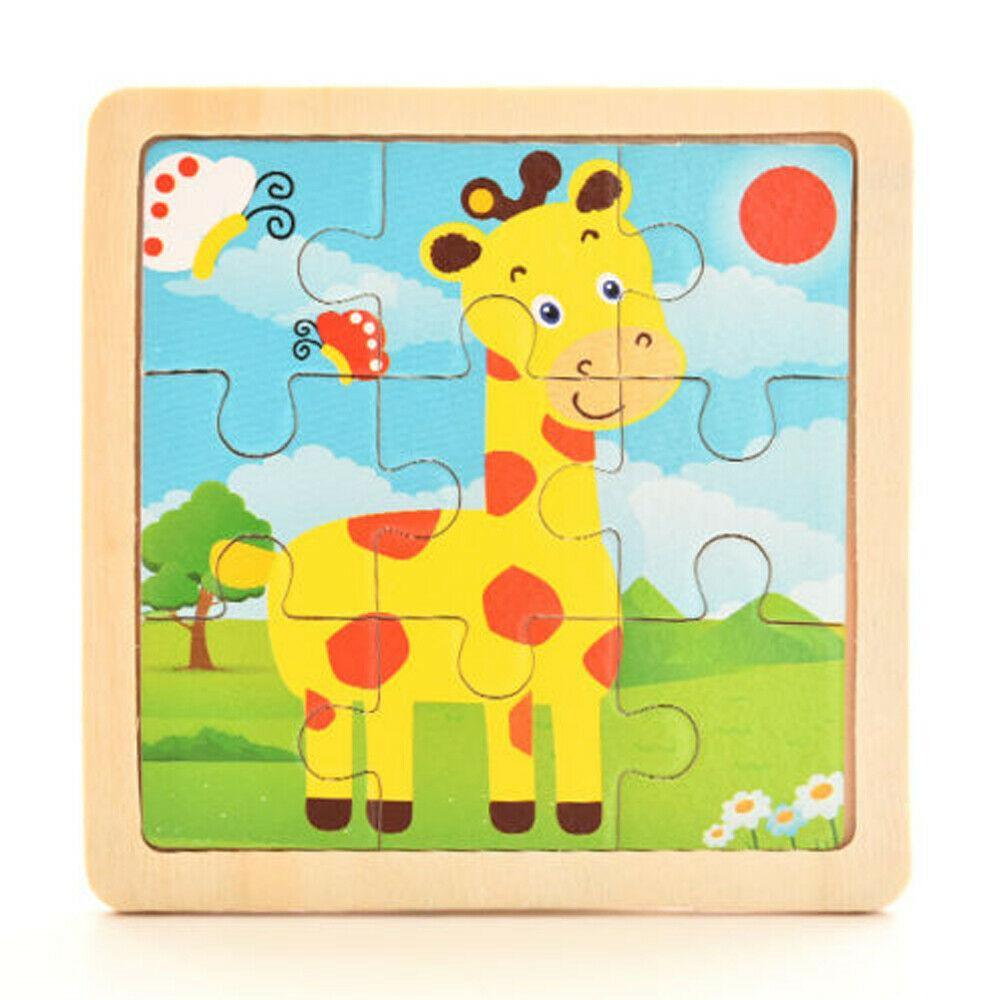 10pcs Jouets en bois pour enfants, Puzzle Animal de dessin animé, Jeux d'apprentissage précoce, Intelligence, Éducation