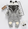 Mignon Ours Nouveau-né Bébé Garçon Fille Enfant Grenouillère à Capuche Oreilles Fermeture Éclair Cartoon Patchwork Combinaison pour Bébés Filles et Garçons