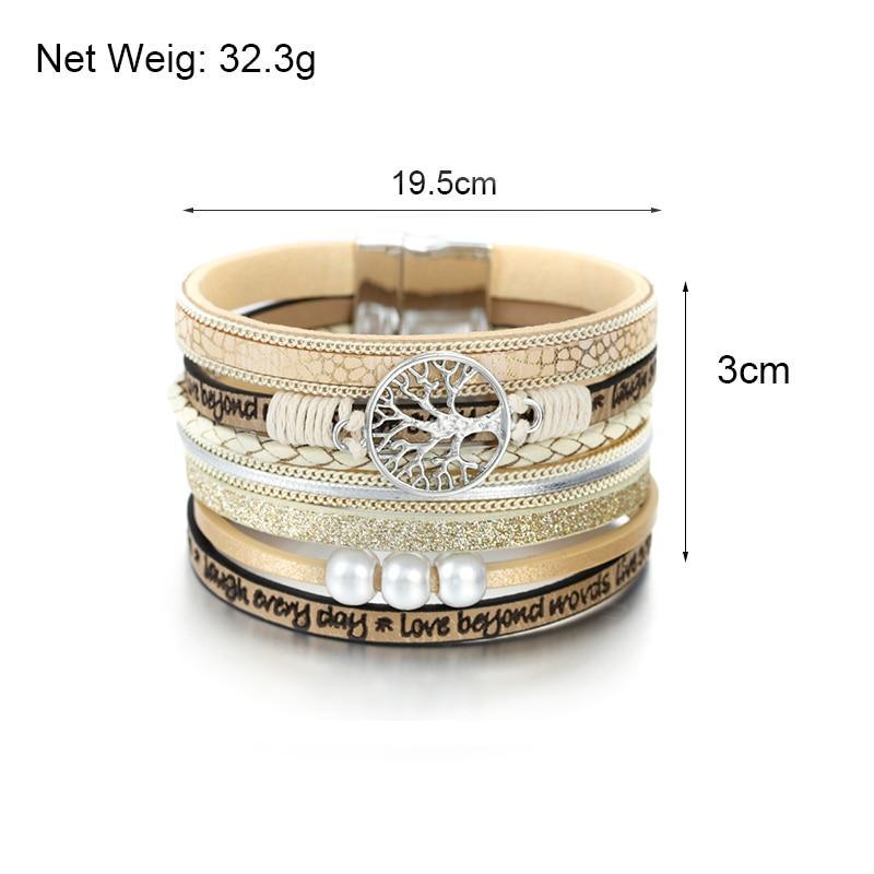 Bracelets en cuir avec breloques perles motif arbre de vie, faits à la main, modernes et luxueux, pour femmes et hommes