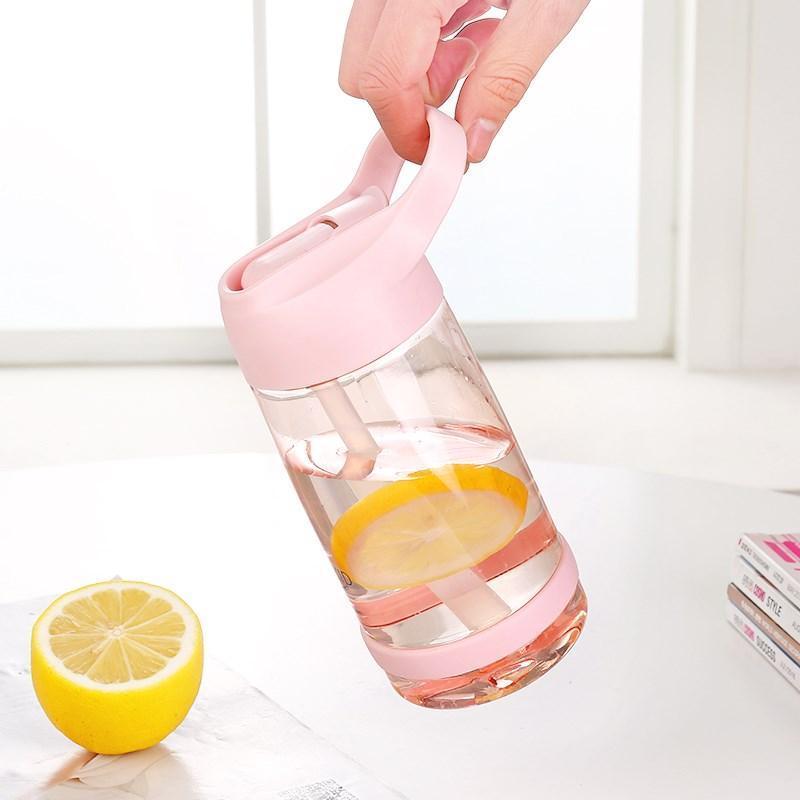 Bouteille d'eau portable avec paille en plastique sain, gourde de voyage pour sport et boissons pour enfants