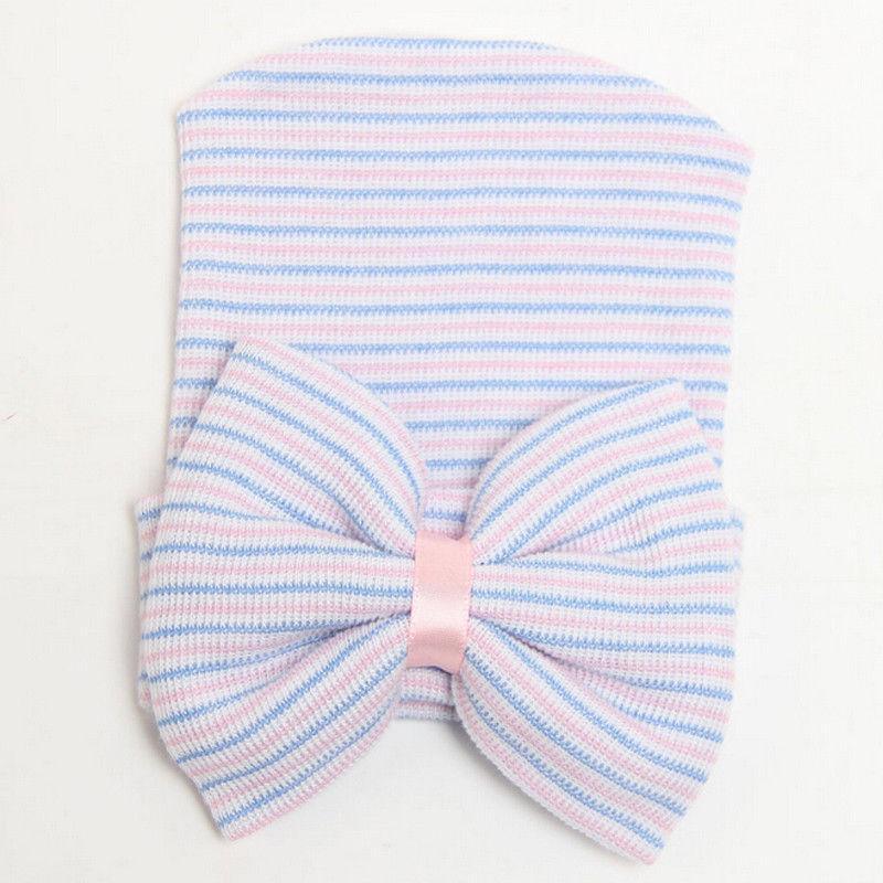 Bandeau rayé pour bébés filles avec nœud – Bonnet doux pour tout-petits
