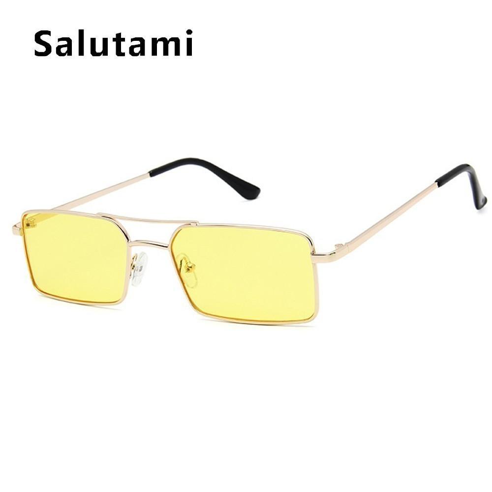 Lunettes de soleil de luxe célèbres Rétro Modernes Carrées Unisexe Homme et Femme avec petite monture en alliage métallique et double pont transparent pour homme