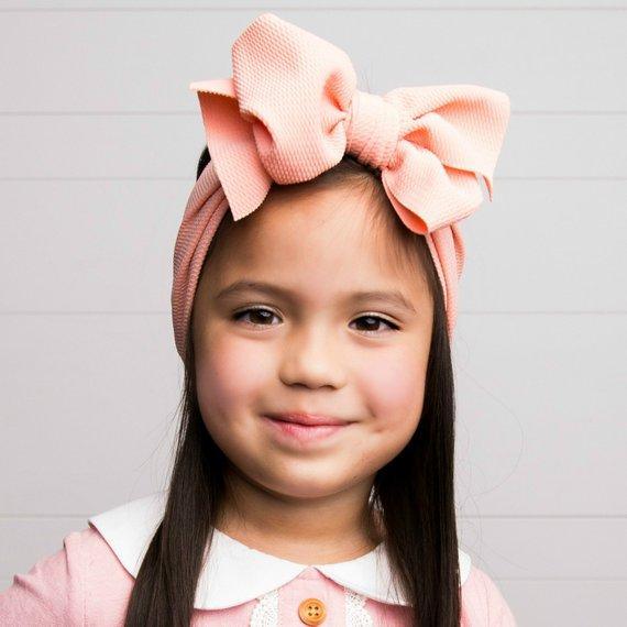 Bandeau réglable avec gros nœud – Bandeaux turban avec nœud oversize pour nouveau-né fille