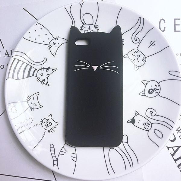 Coque de téléphone portable en silicone souple pour chat, coque arrière pour iPhone 6 6S 7 8 Plus X, motif ours mignon, coque de téléphone portable en forme de phoque 3D, étui en silicone pour iPhone 5S SE 8 Plus
