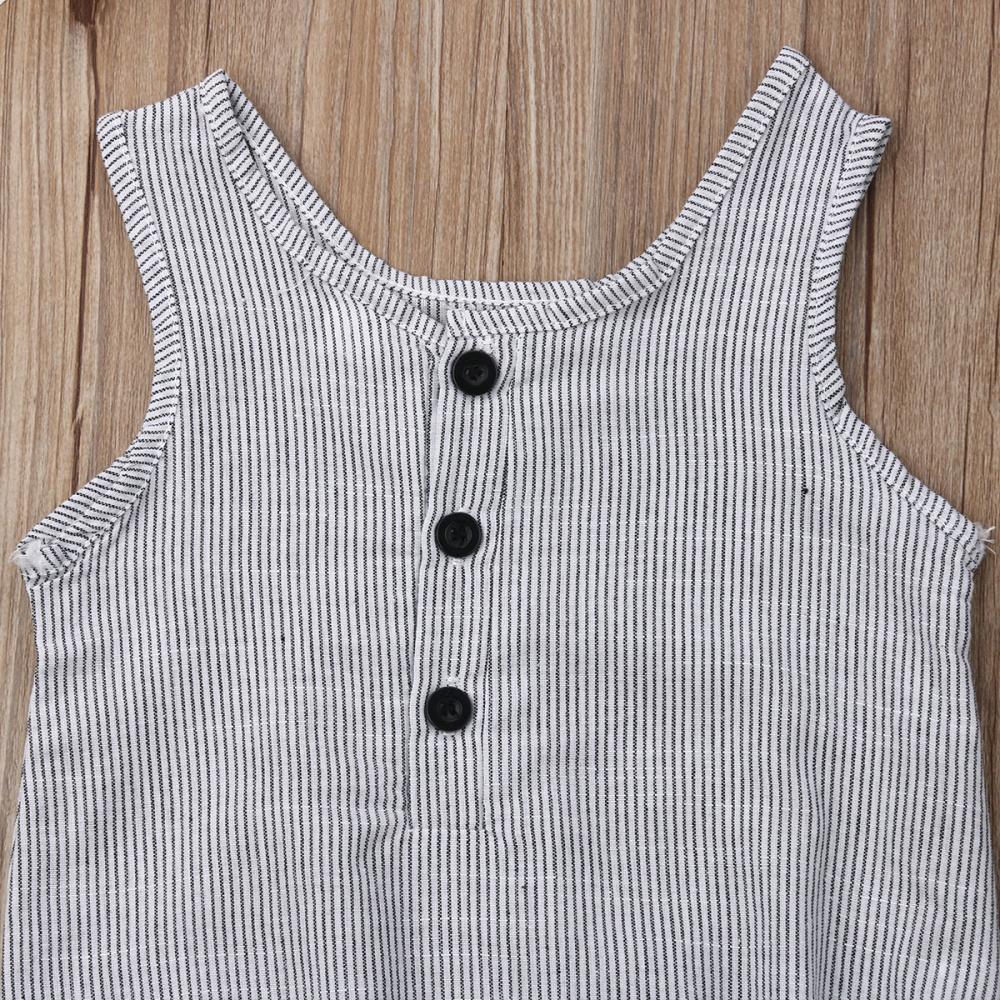 Ensemble barboteuse sans manches en coton et lin pour nouveau-né fille et garçon avec boutons