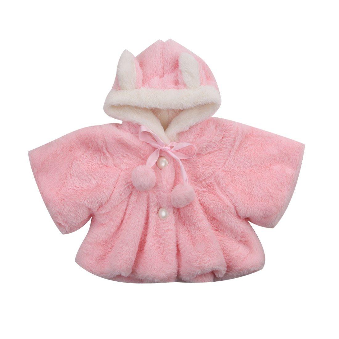 Manteau-cape chaud en fourrure avec oreilles de lapin mignonnes pour petites filles, style élégant et moderne, pour l'hiver