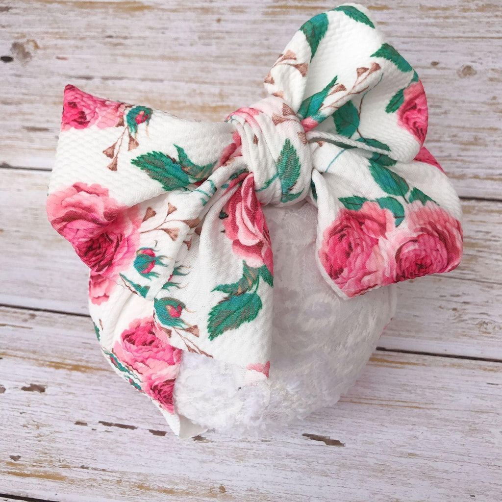 Bandeau Turban Bébé Fille Imprimé Arc-en-ciel en Coton avec Grand Nœud - Collection Luxe Moderne pour Nouveau-né