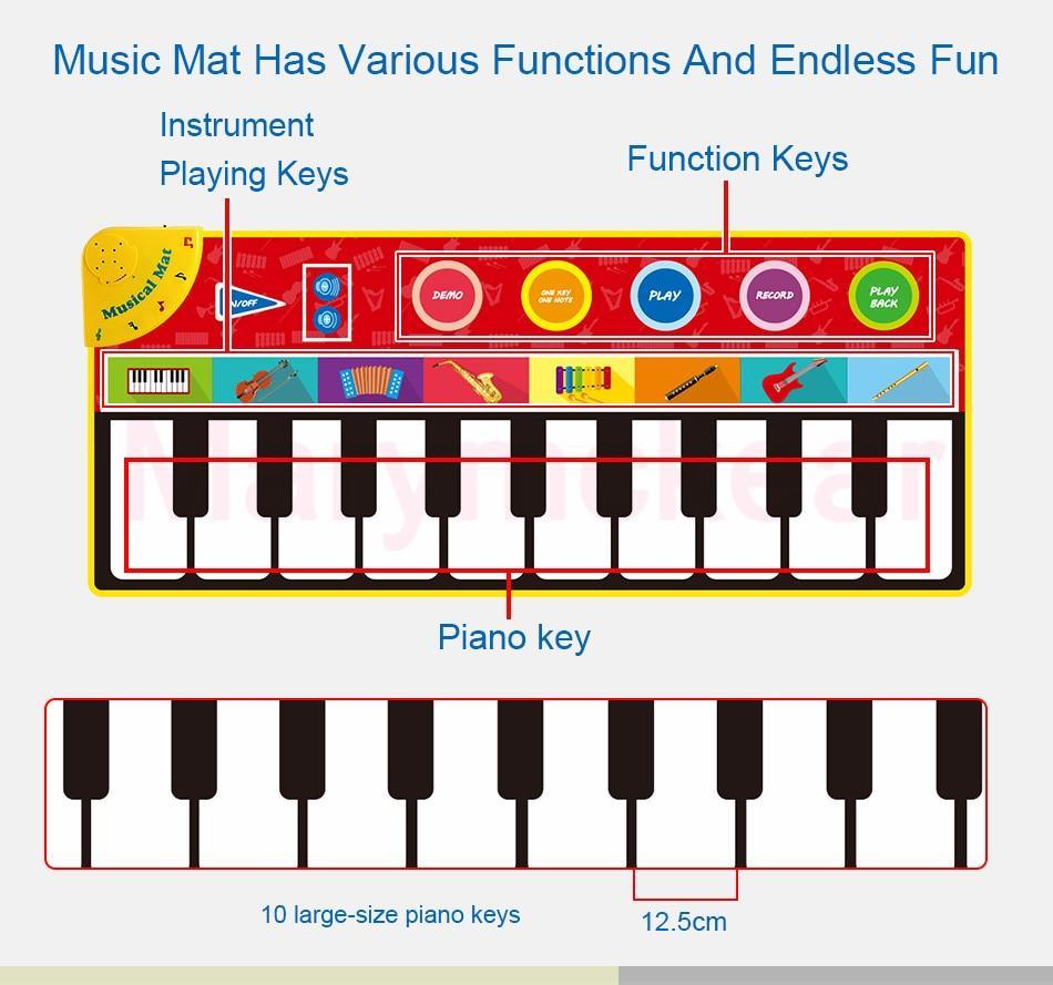 Tapis de Piano Musical pour Enfants, Jouets Musicaux, Tapis de Jeu Éducatif pour Bébés, Cadeau pour Enfants