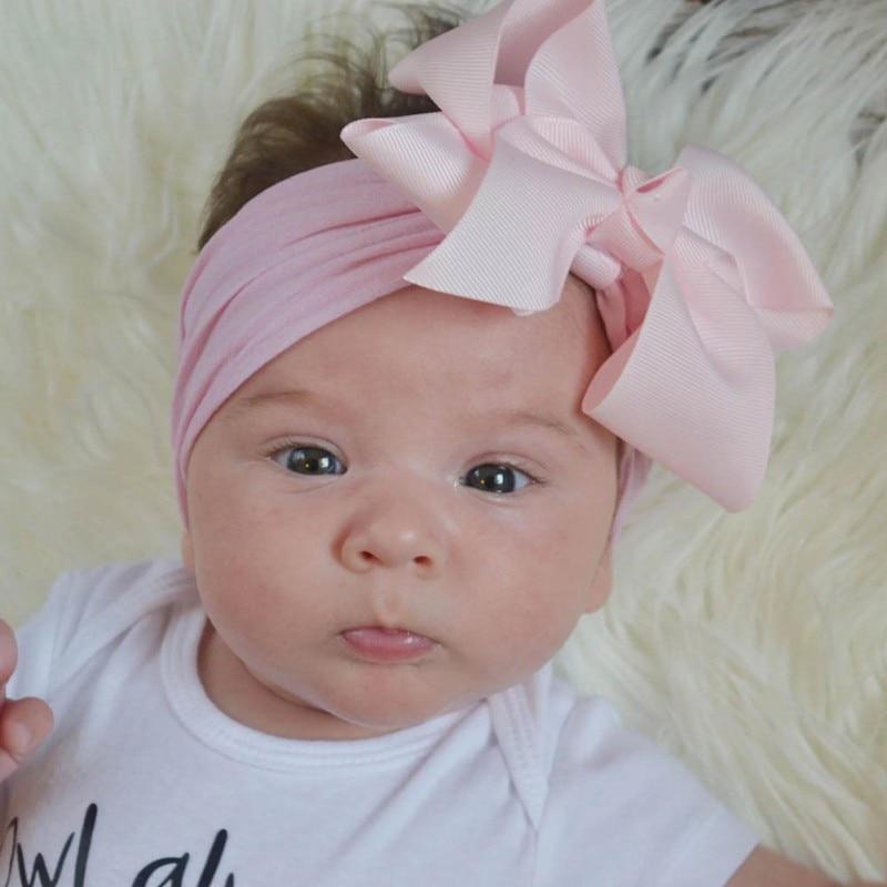 Bandeaux pour bébés filles Accessoires pour cheveux Turban Couleur unie Serre-tête Nœud Accessoires pour filles