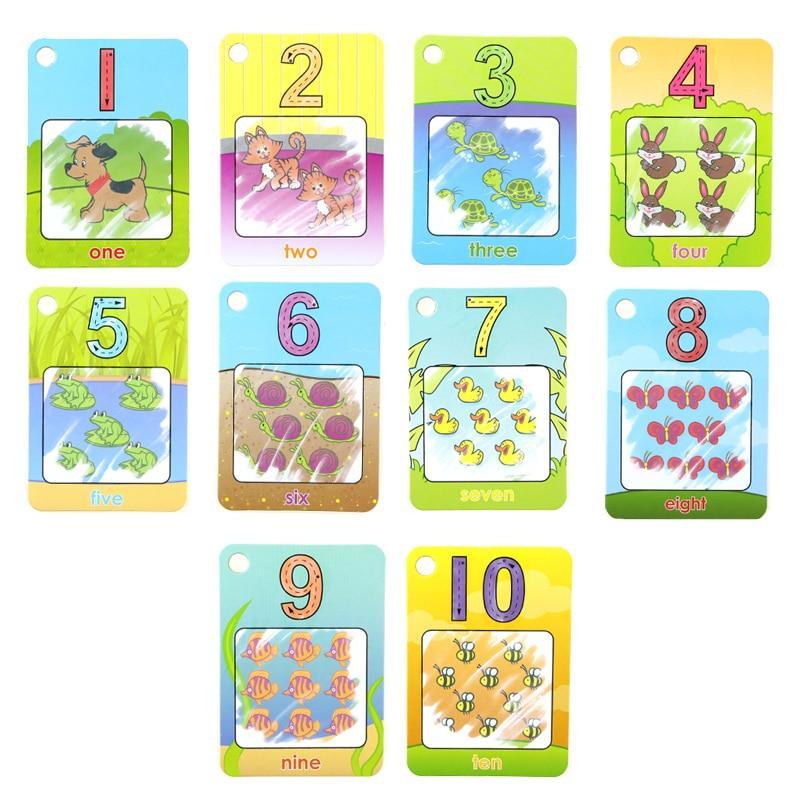 Nouvelle Carte Magique de Gribouillage à l'Eau pour Enfants Apprendre les Nombres/Couleurs/Formes en Anglais 8/10 Pcs avec 1 Stylo à Eau Jouet de Coloriage