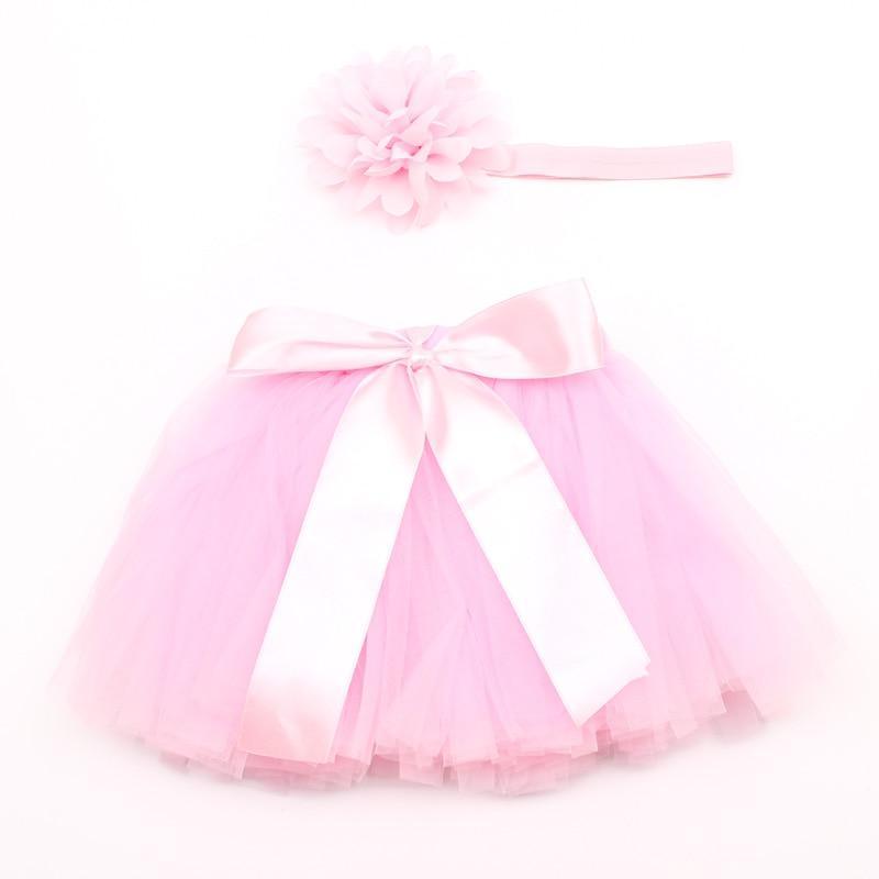 Jupe tutu et bandeau fleuri de luxe moderne et élégant pour bébé fille, robe nouveau-né avec grand nœud et bandeau