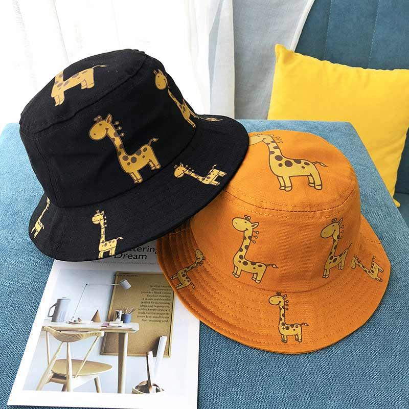 Chapeaux bob pour enfants modernes, chapeau de soleil girafe de dessin animé pour filles et garçons, chapeau de plage d'extérieur, casquette de camping et de pêche pour filles et garçons