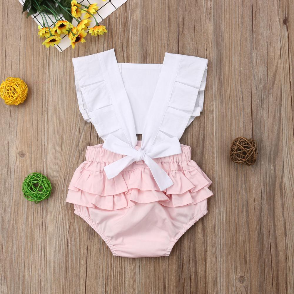 Barboteuse bébé fille, combinaison à volants, tenue estivale dos nu, style moderne
